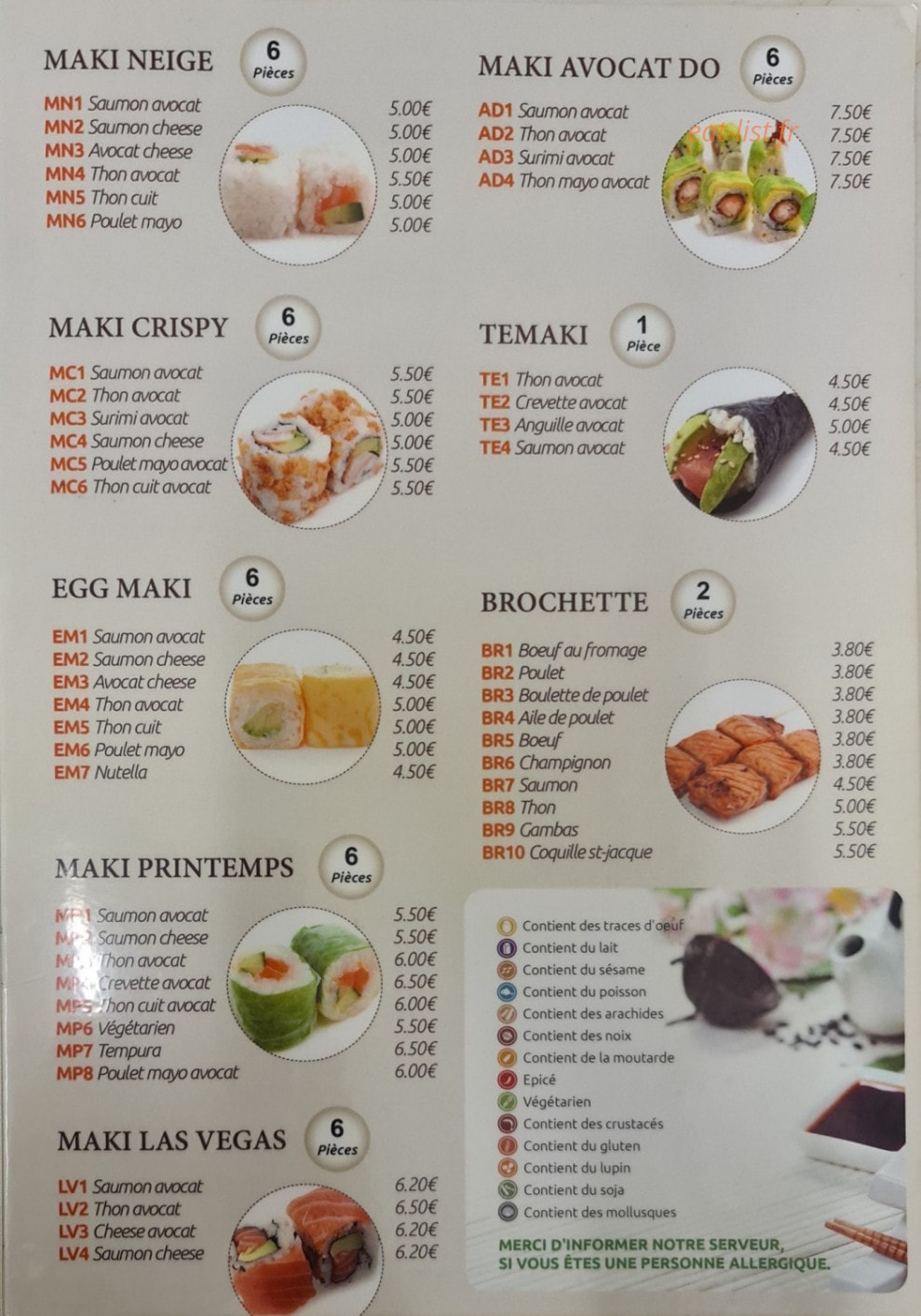 Gaillon Sushi — carte page 3