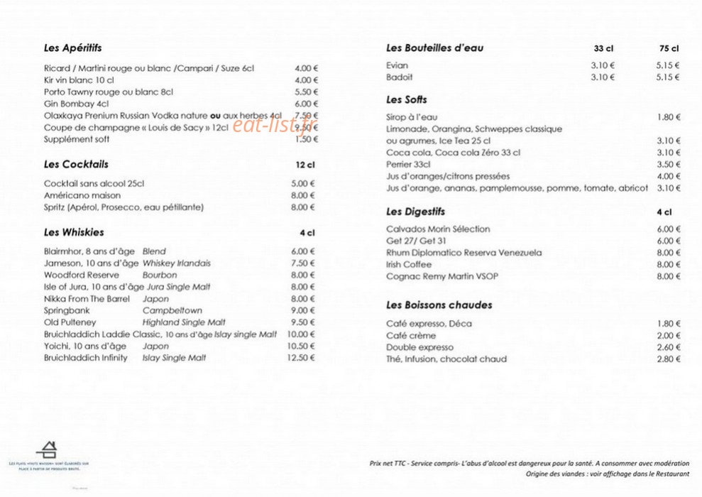 La Table d' Erisay — carte page 1