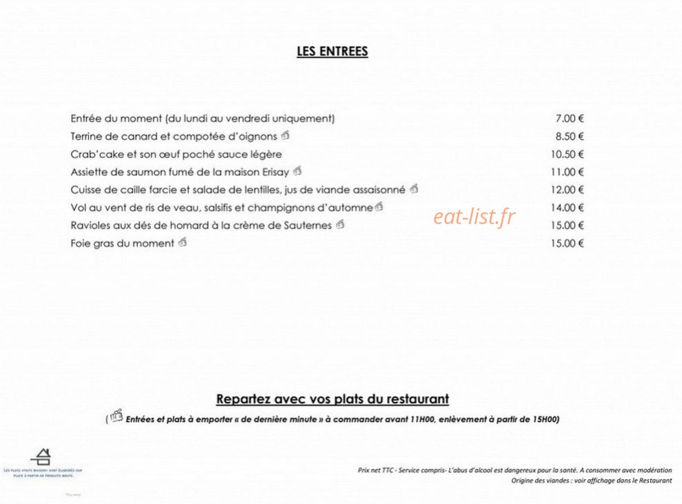La Table d' Erisay — carte page 2