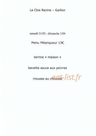 Le Clos Racine — carte page 4