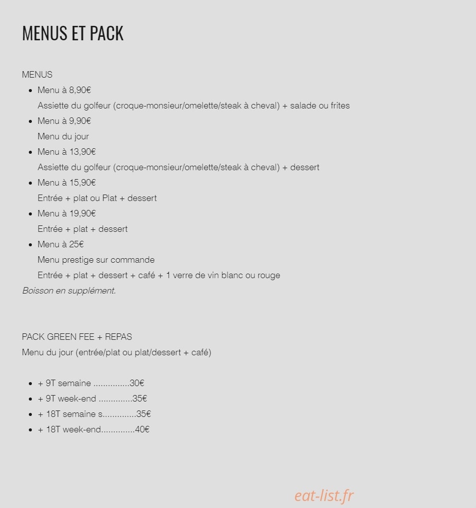 Restaurant du Golf de Gaillon — carte page 1