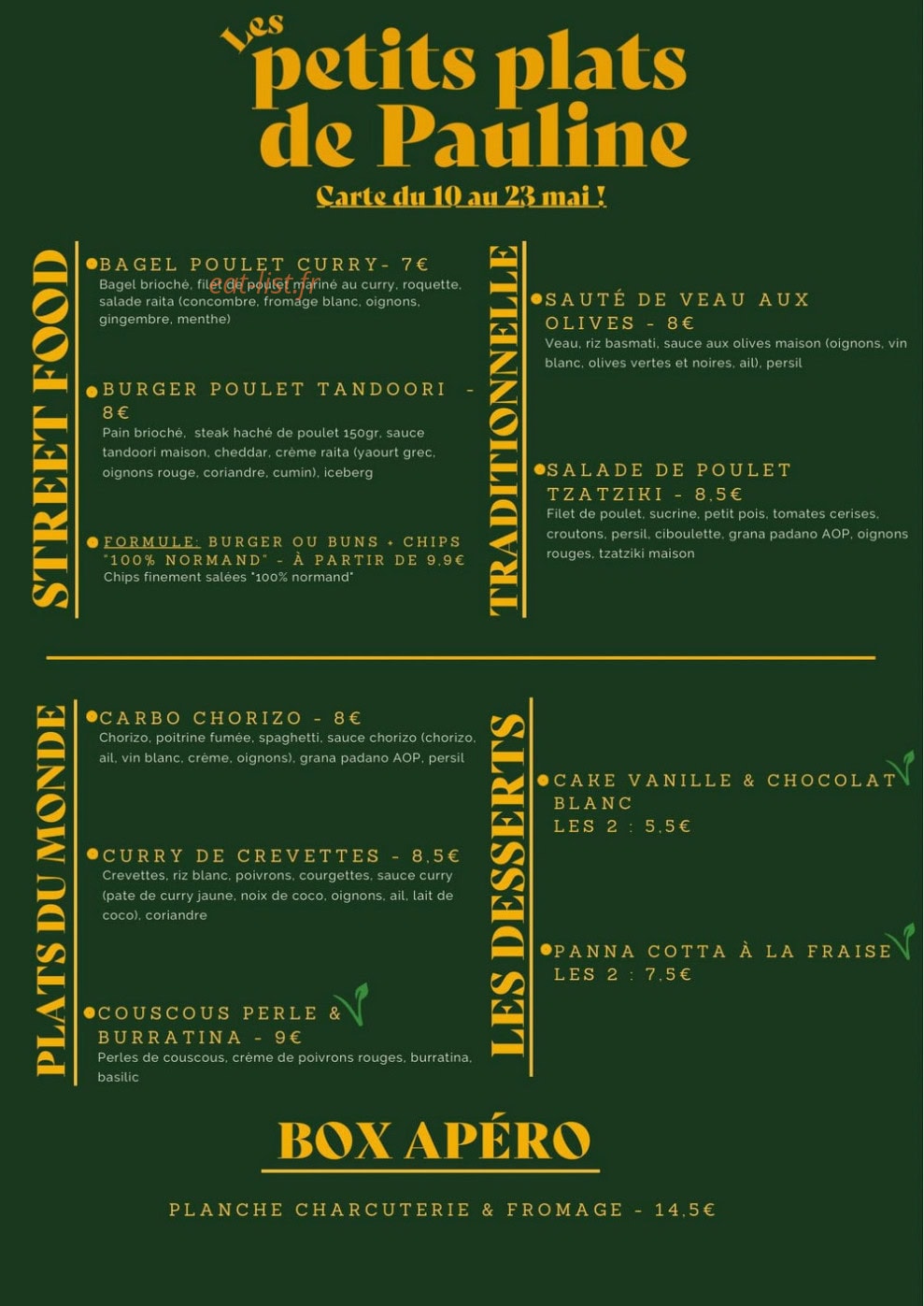 Les petits plats de Pauline — carte page 1