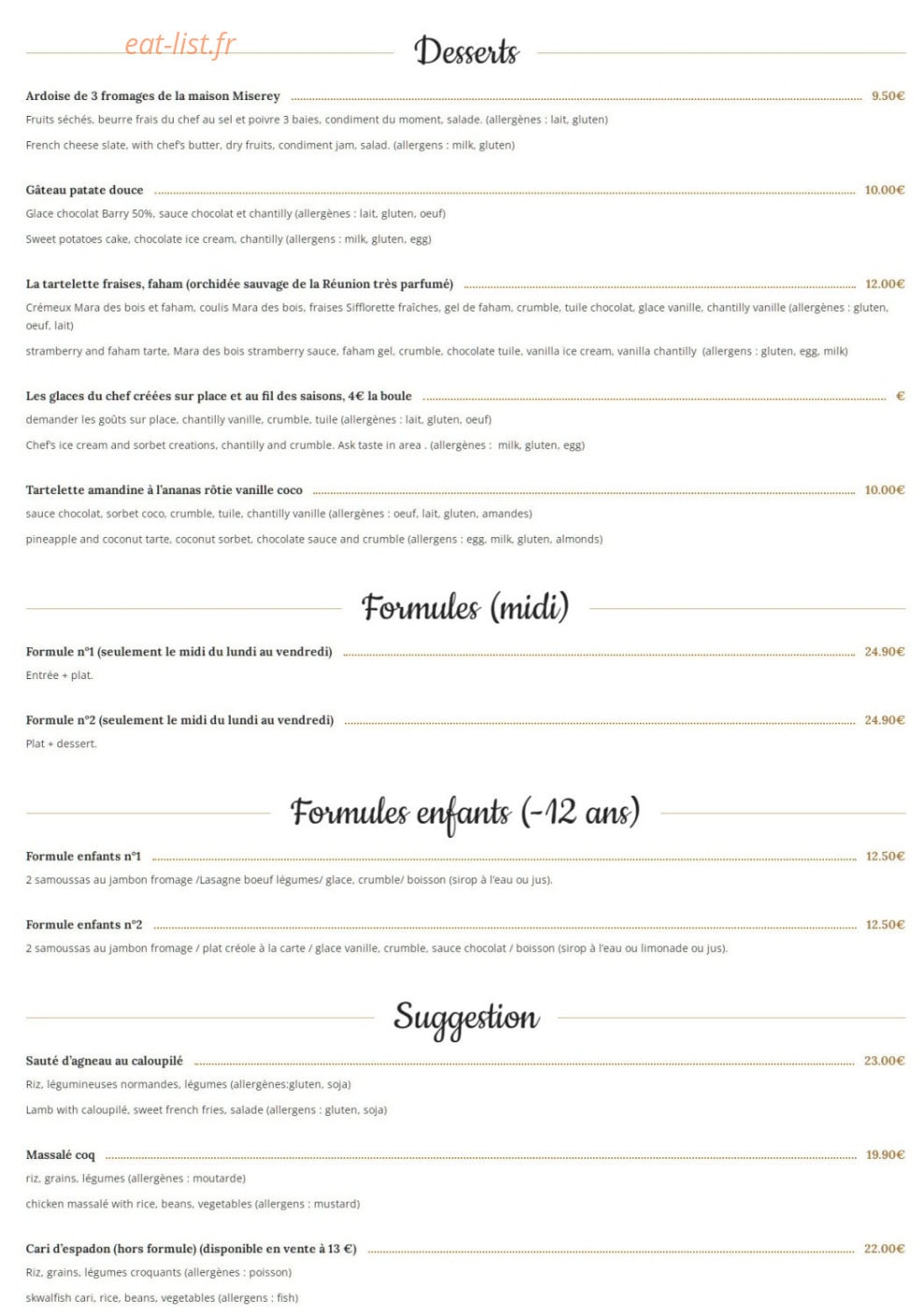 L'Ecrin aux Epices — carte page 2