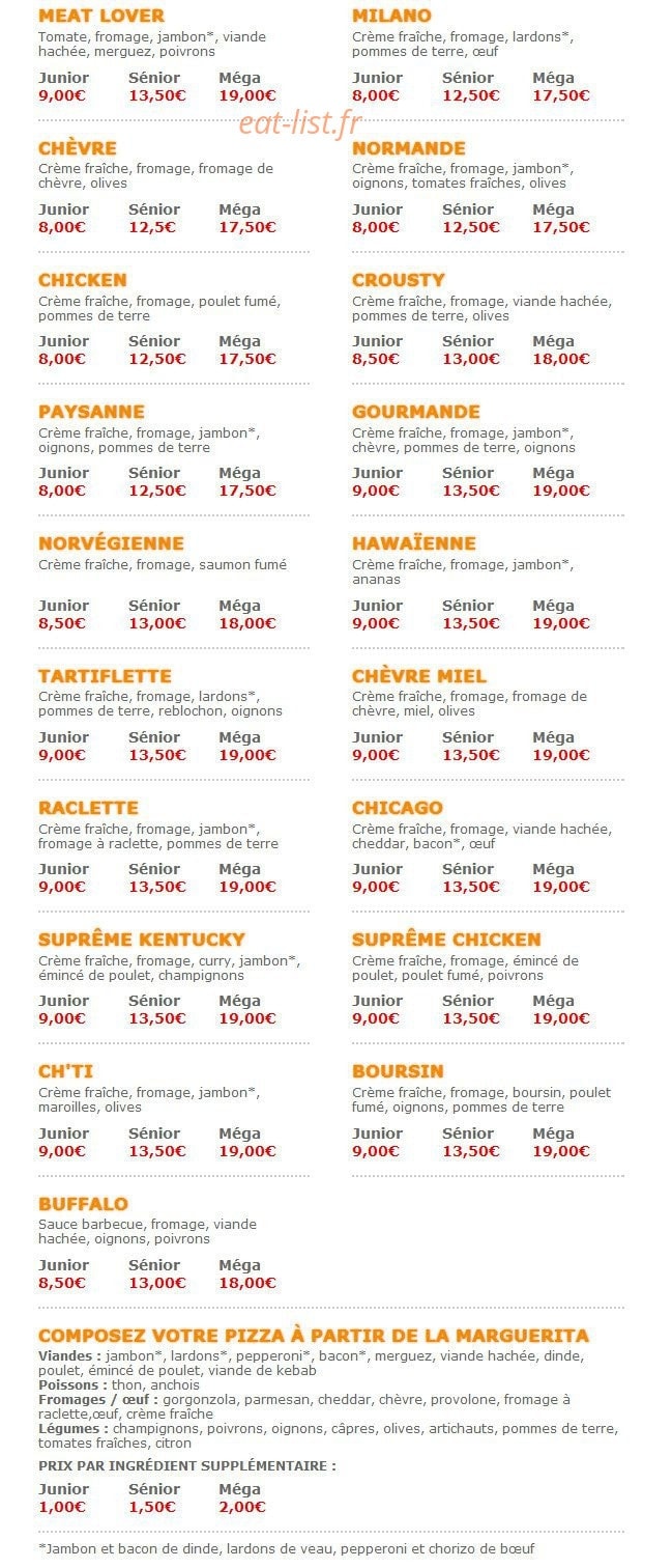 Pizza crousty — carte page 2