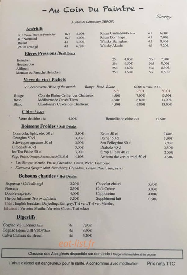 Au coin du pain'tre — carte page 1