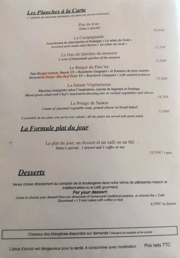 Au coin du pain tre à Giverny menu et photos