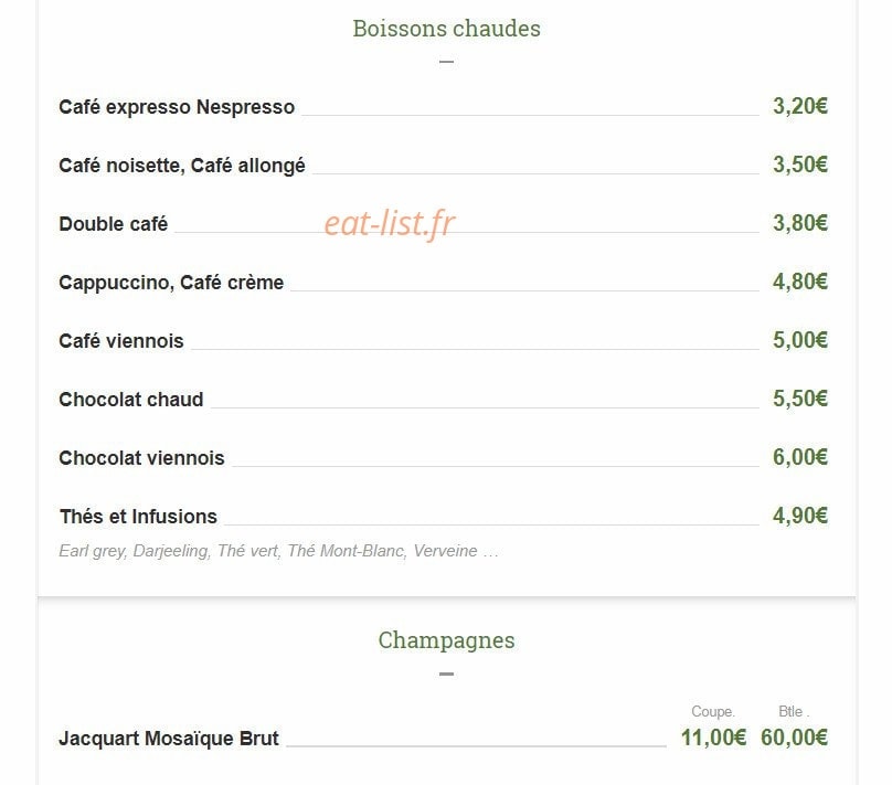 Brasserie des Artistes — carte page 6