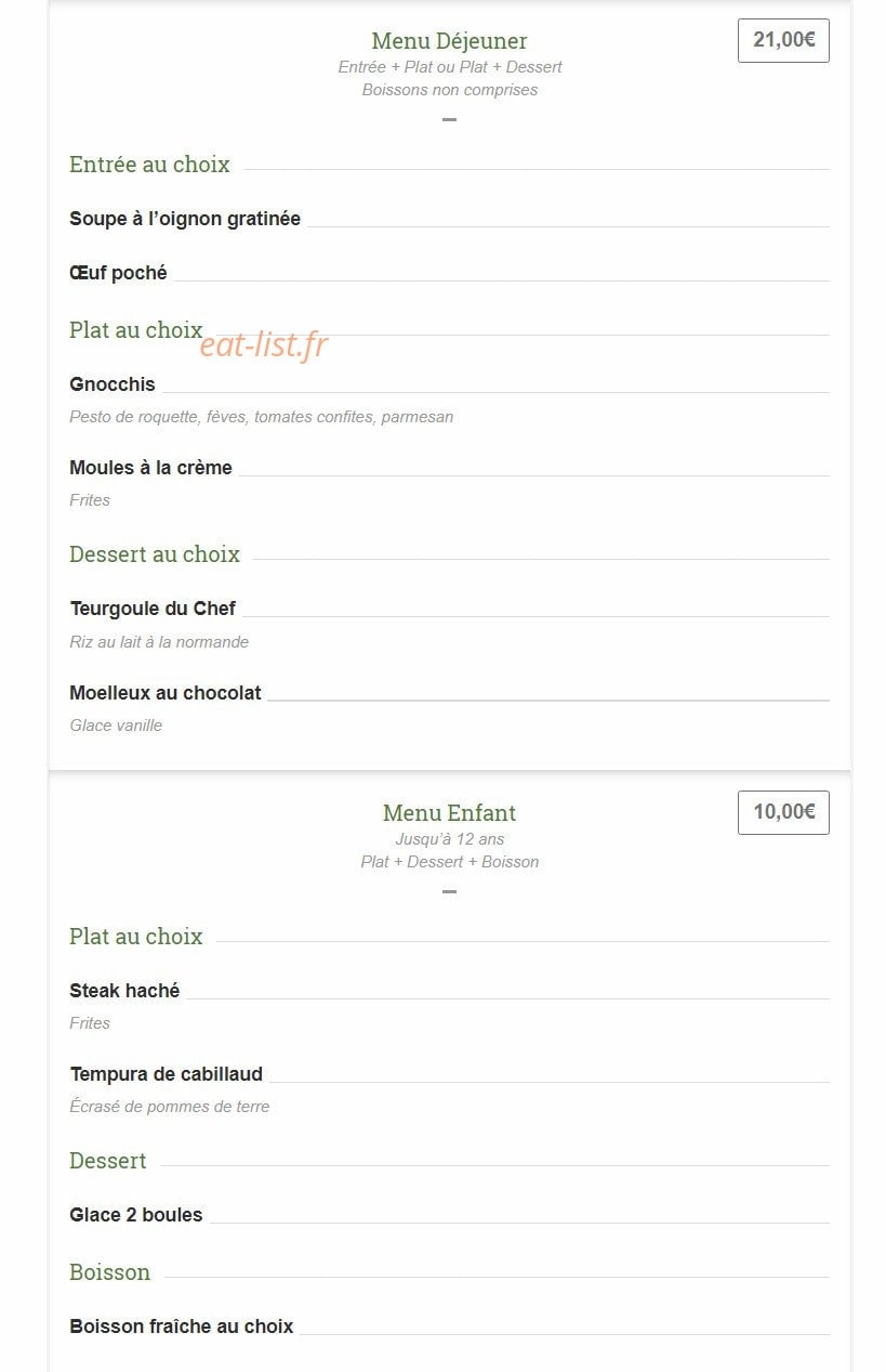 Brasserie des Artistes — carte page 3
