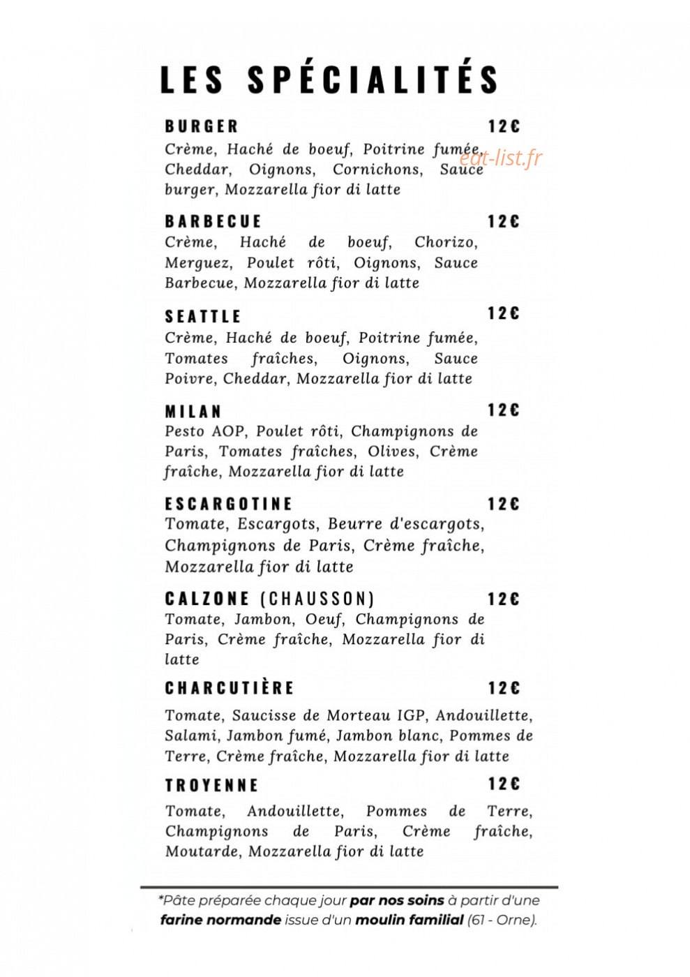 Le Four à Pizzas — carte page 3