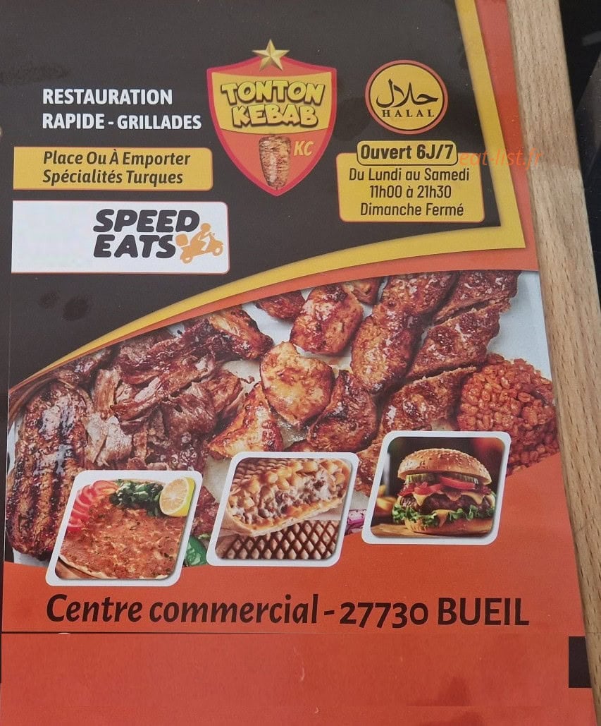 Tonton kebab — carte page 1
