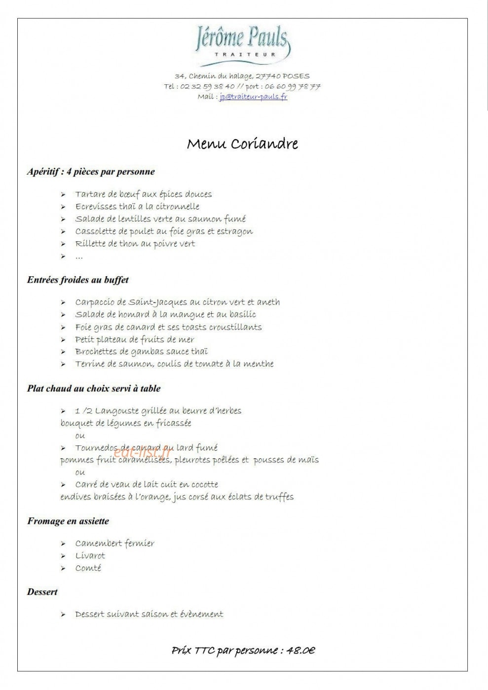 Auberge du Halage — carte page 4