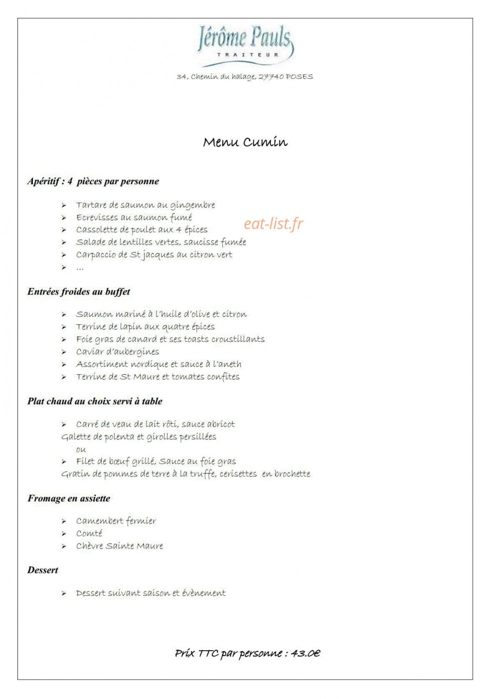 Auberge du Halage — carte page 5