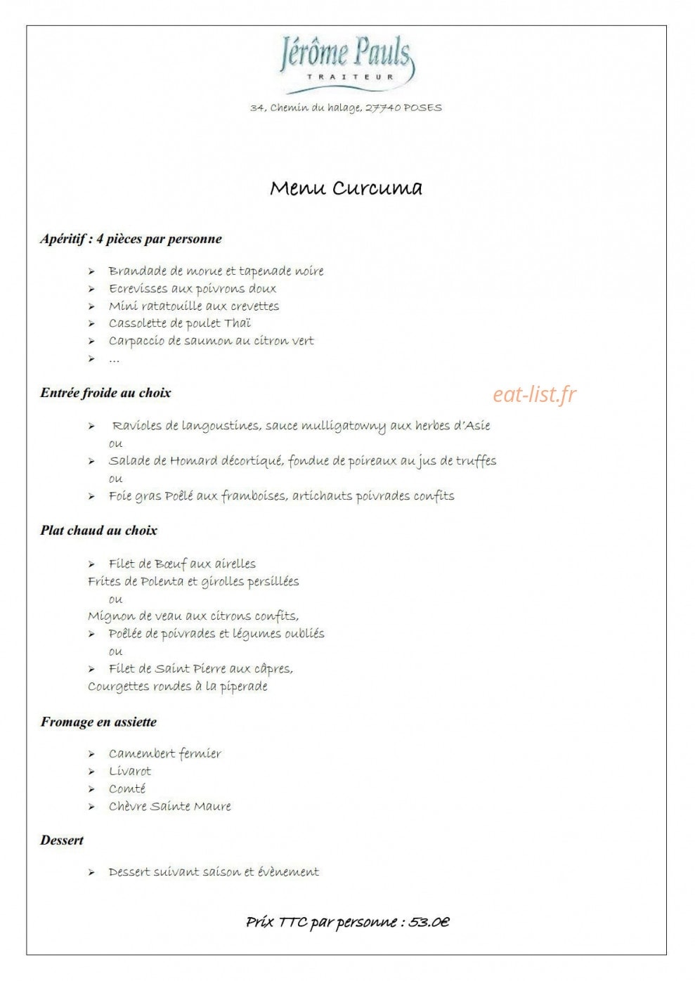 Auberge du Halage — carte page 6