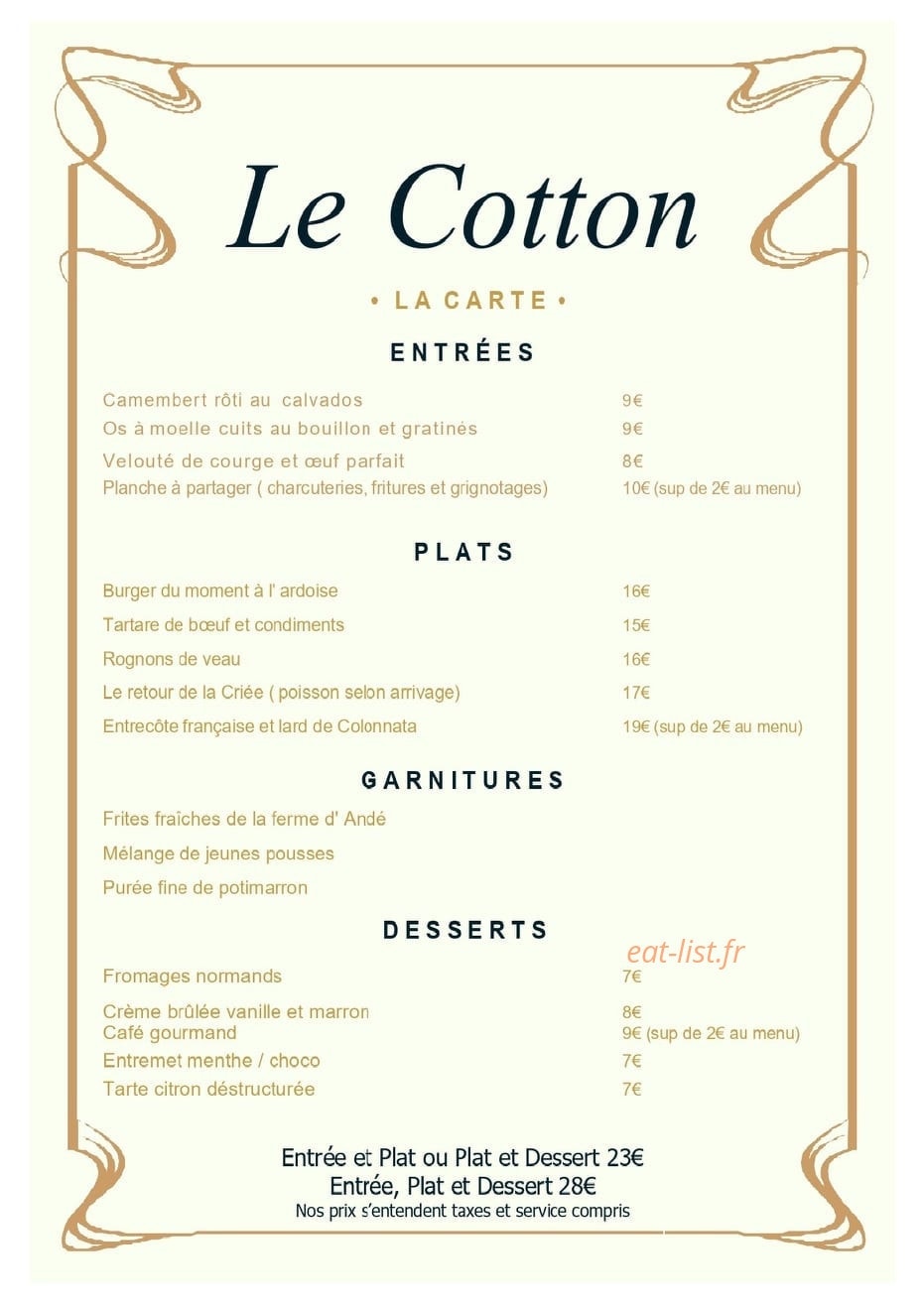 Le Cotton Club — carte page 2