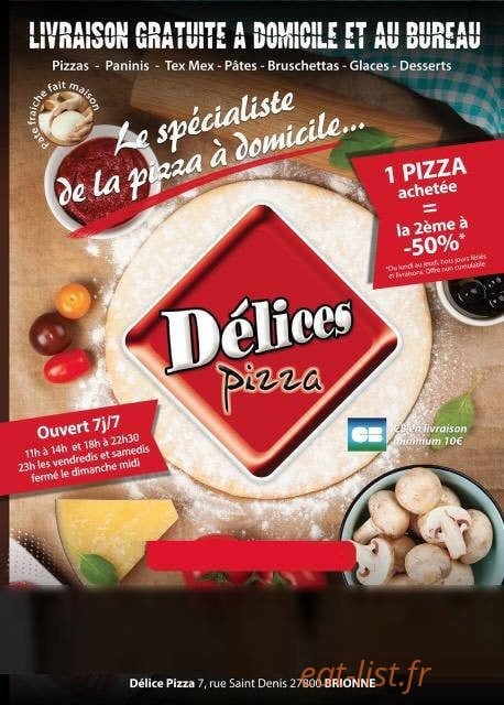 Delices Pizza — carte page 1