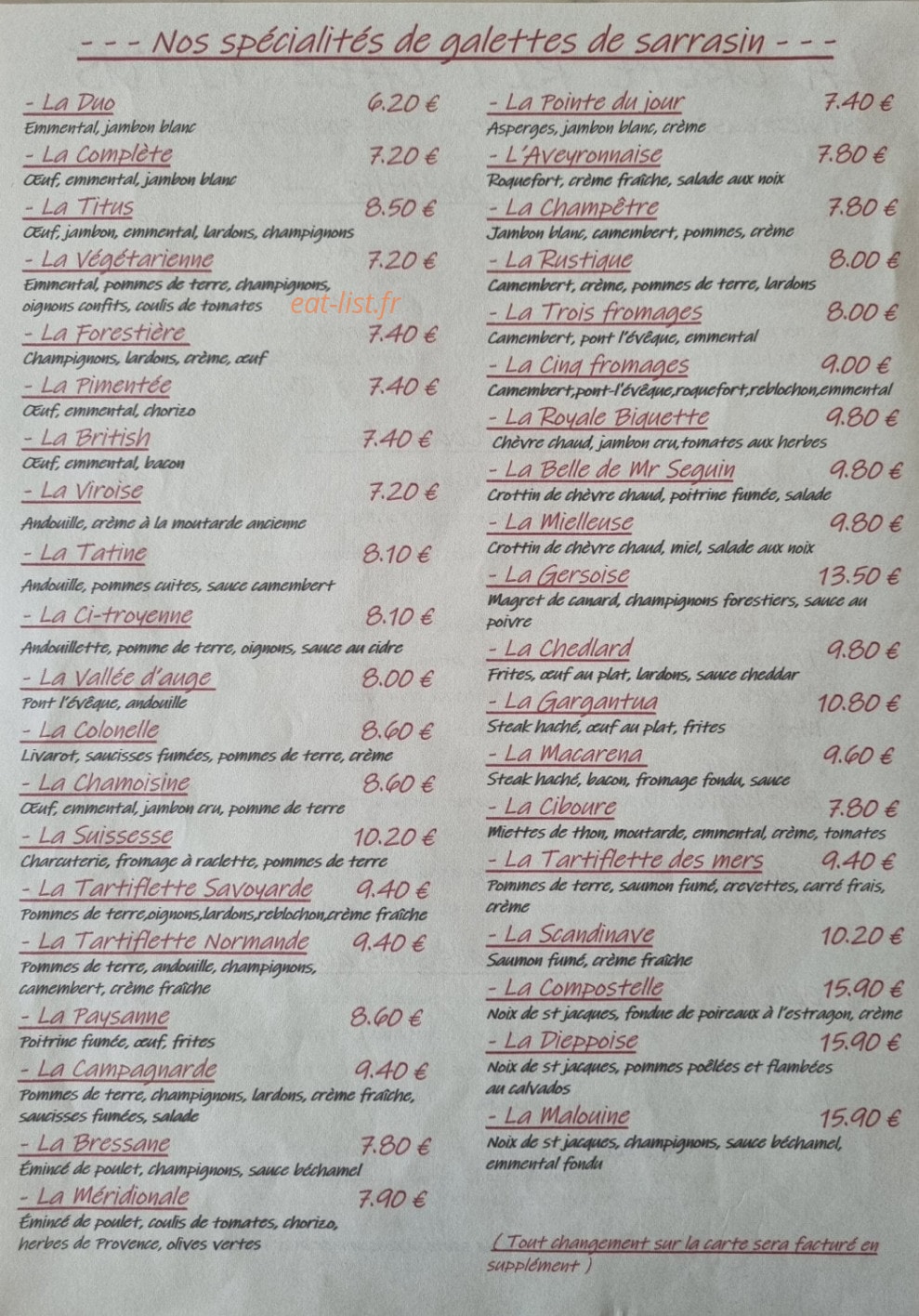 La Crêpe Rit Chez Titus — carte page 7