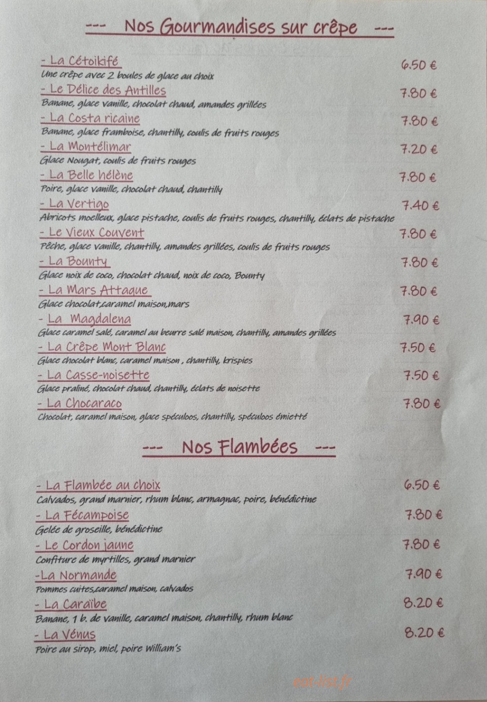 La Crêpe Rit Chez Titus — carte page 1