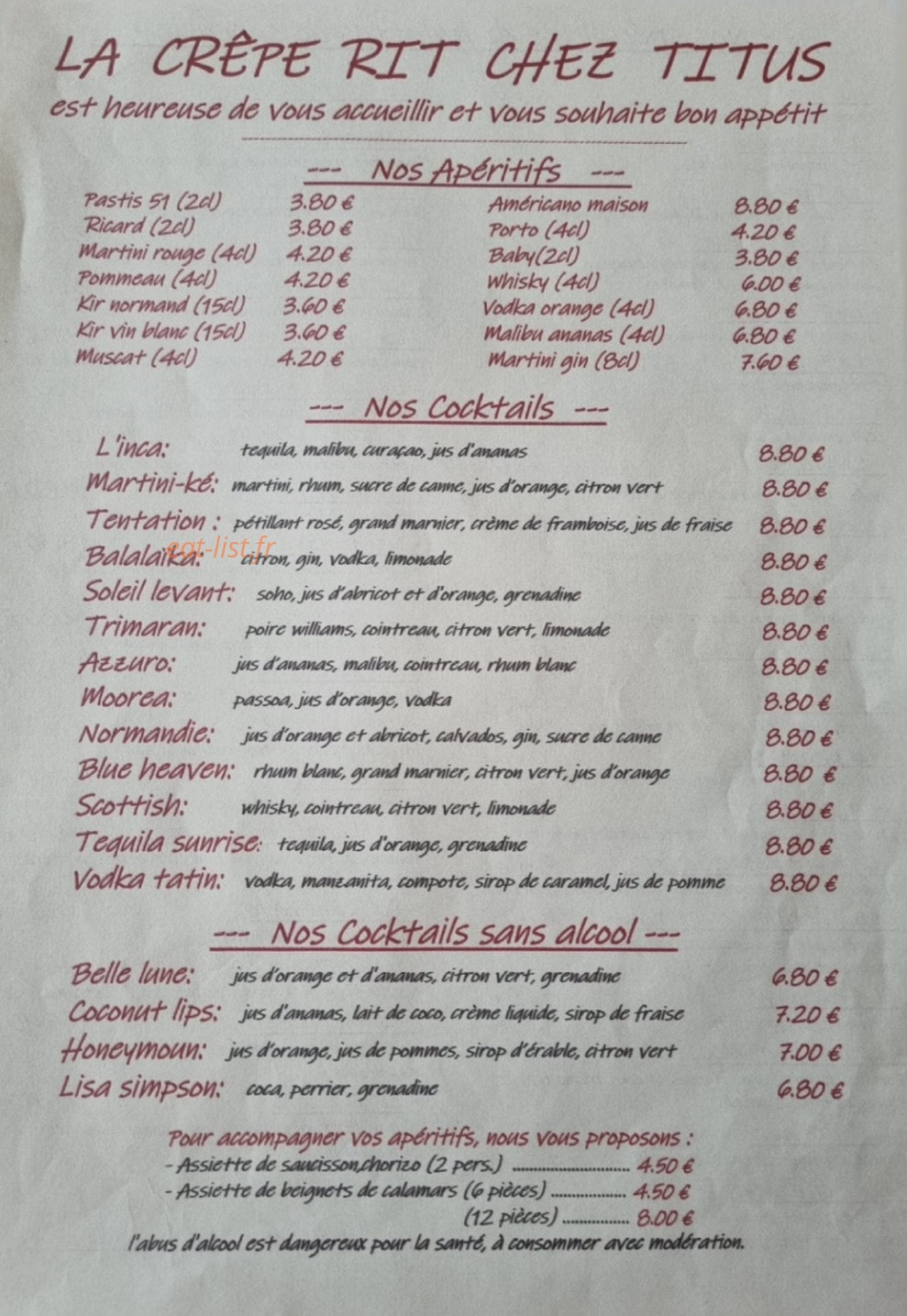 La Crêpe Rit Chez Titus — carte page 8