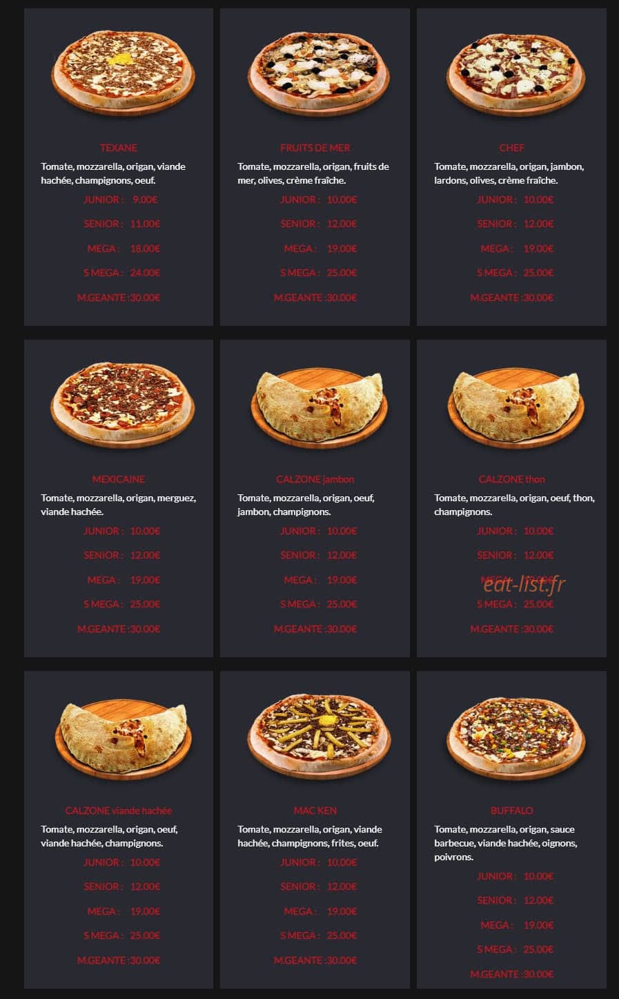 Pizza Palace — carte page 3