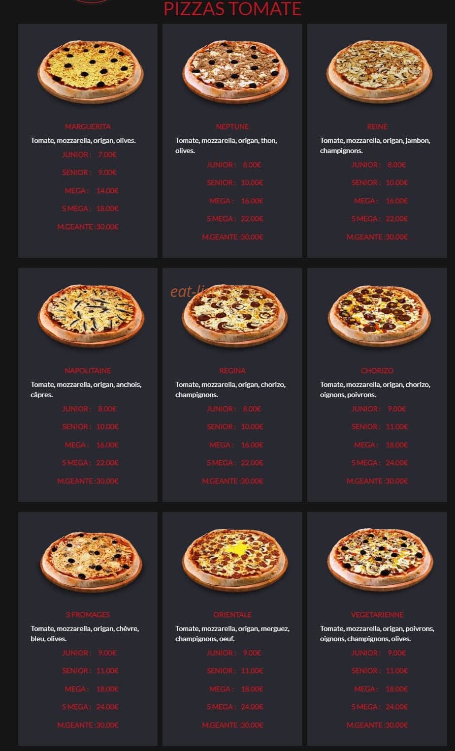 Pizza Palace — carte page 2