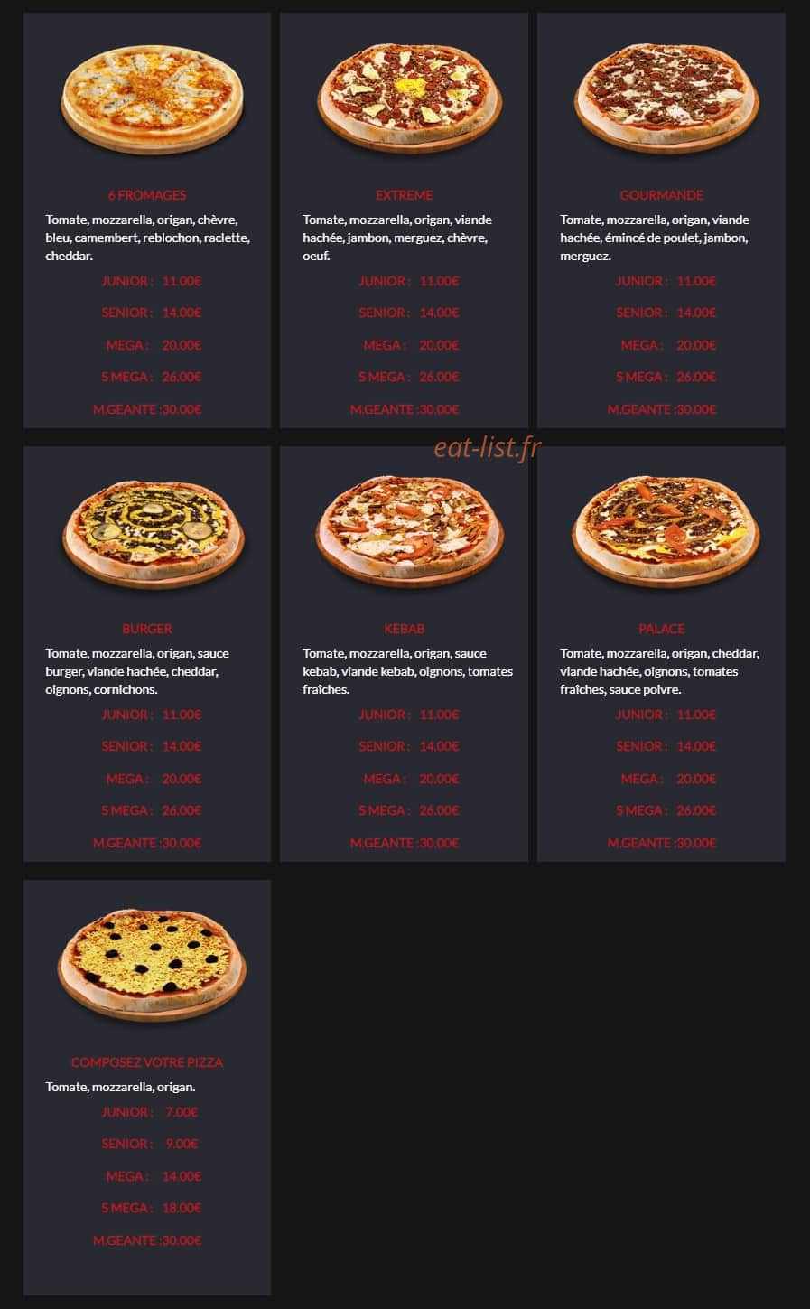 Pizza Palace — carte page 4