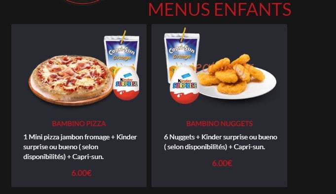 Pizza Palace — carte page 1