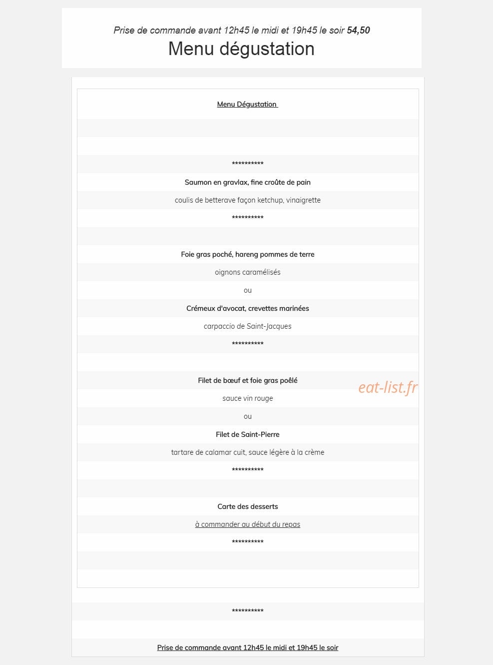 Auberge de l'Abbaye — carte page 4