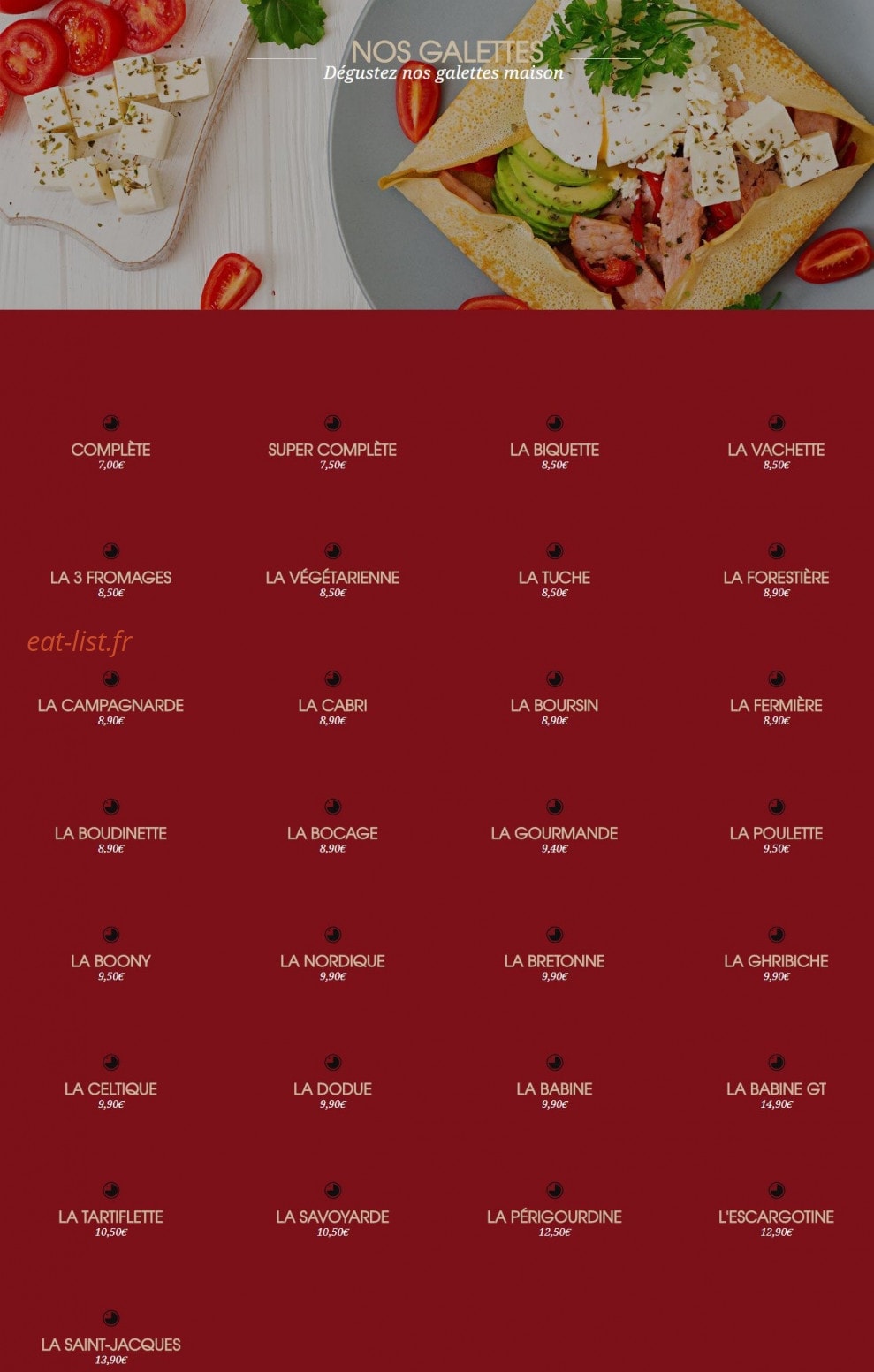 La Crêpe dans le Bec — carte page 1