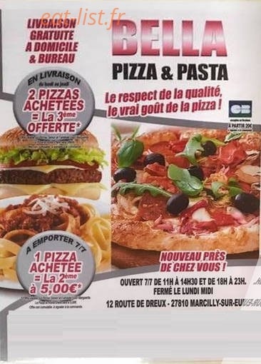 Bella pizza — carte page 1