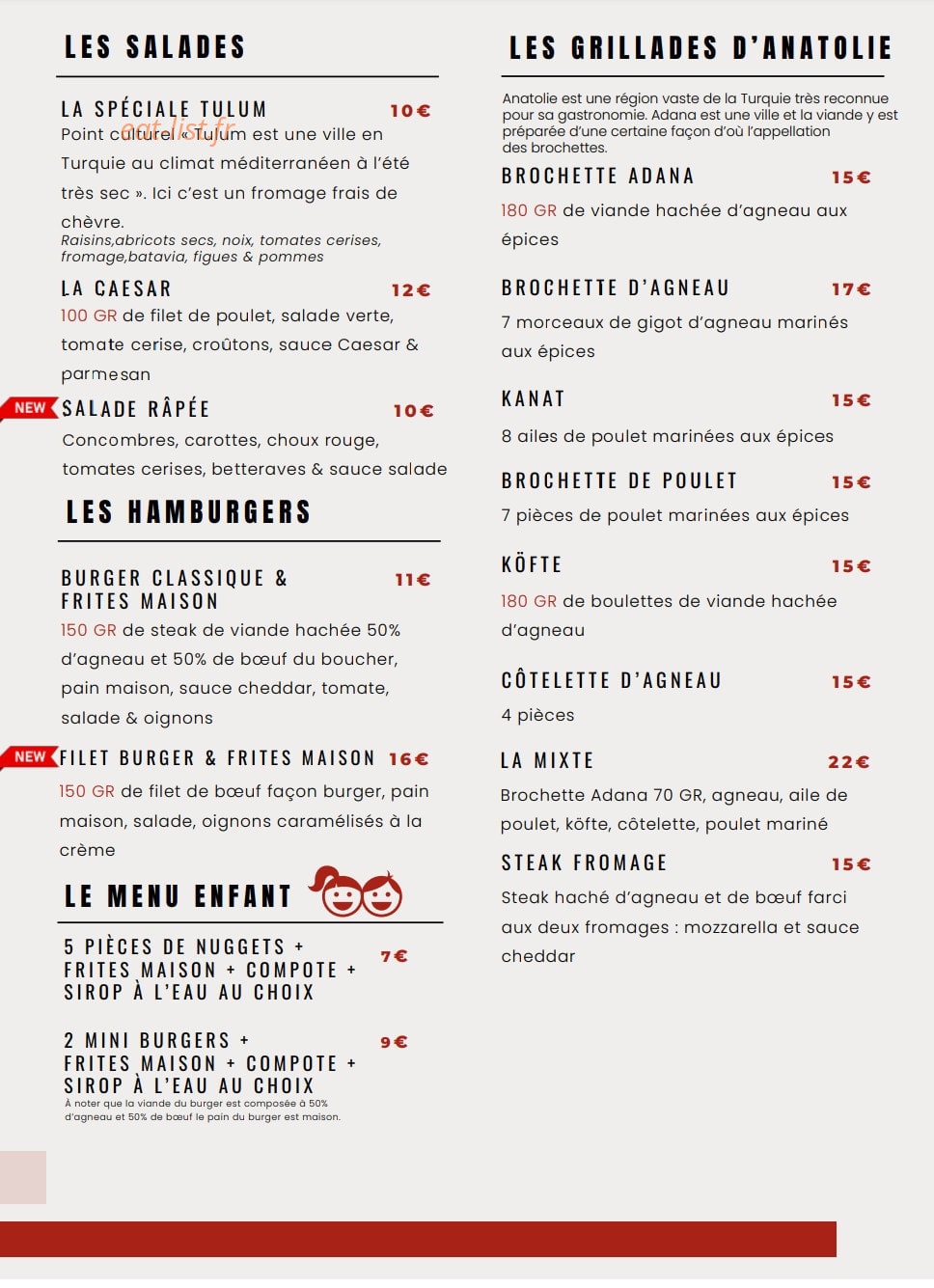 Big Beef SteakHouse — carte page 2