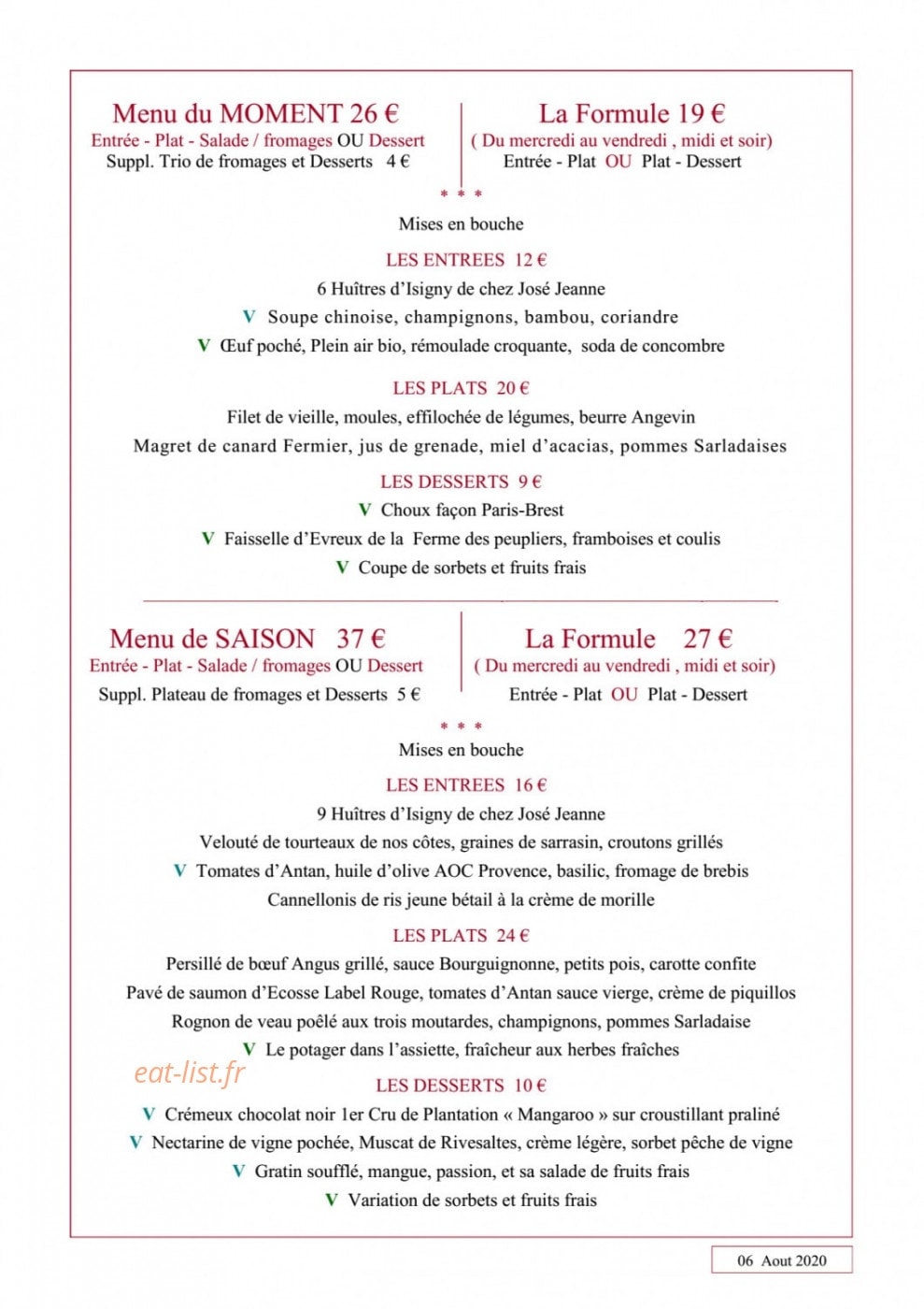 Le Saint Nicolas — carte page 1