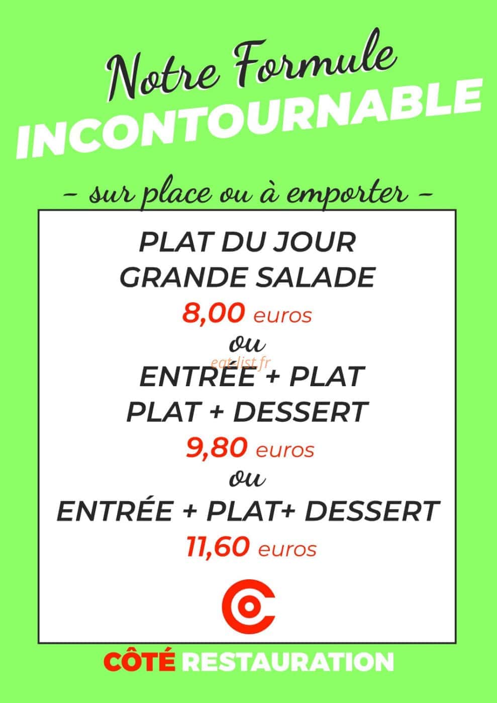 Côté restauration — carte page 1