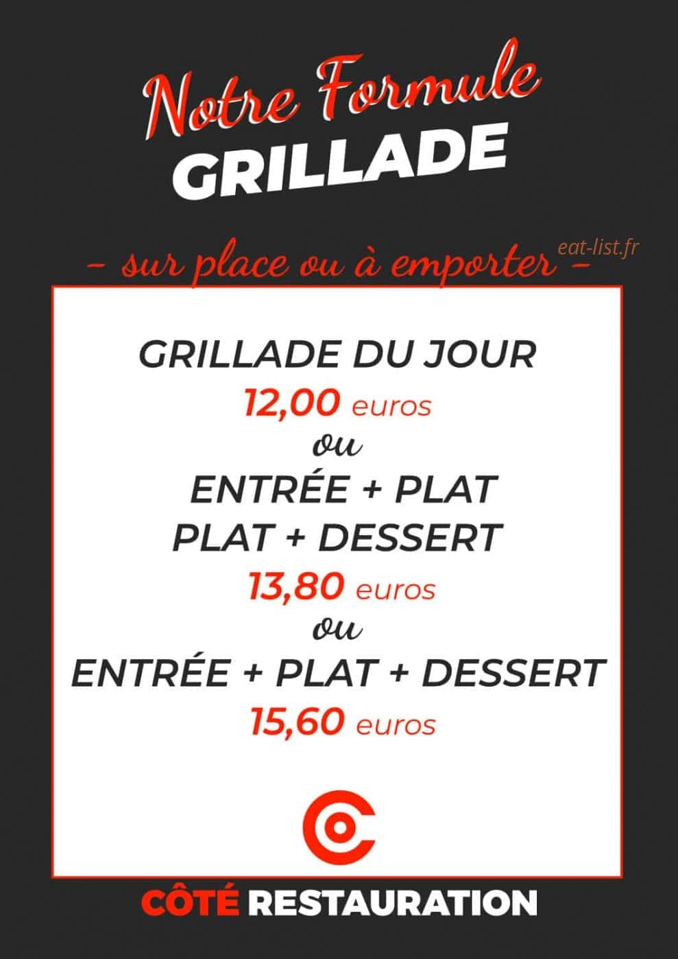 Côté restauration — carte page 3