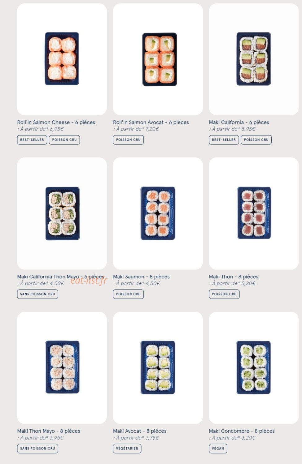 Carte et menu de Sushi Daily à Guichainville — Les makis et rolls