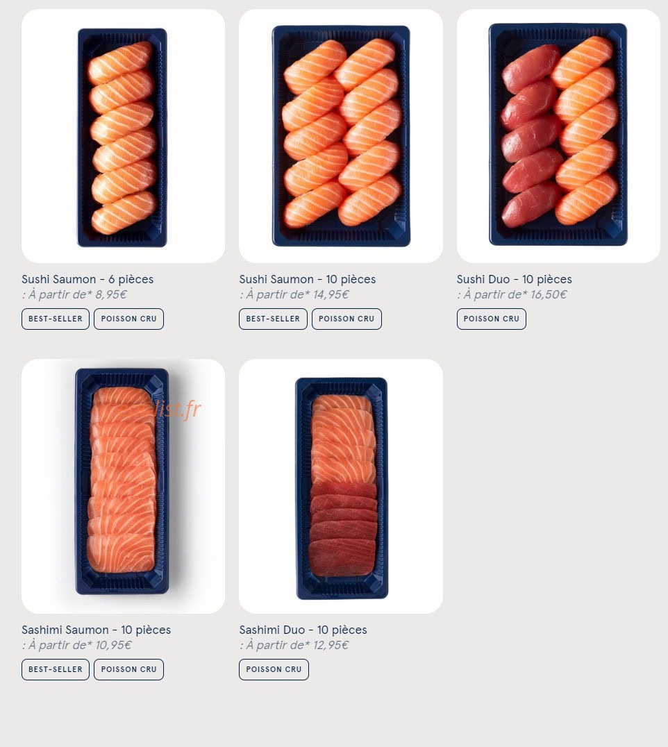 Carte et menu de Sushi Daily à Guichainville — Les sushis et sashimis