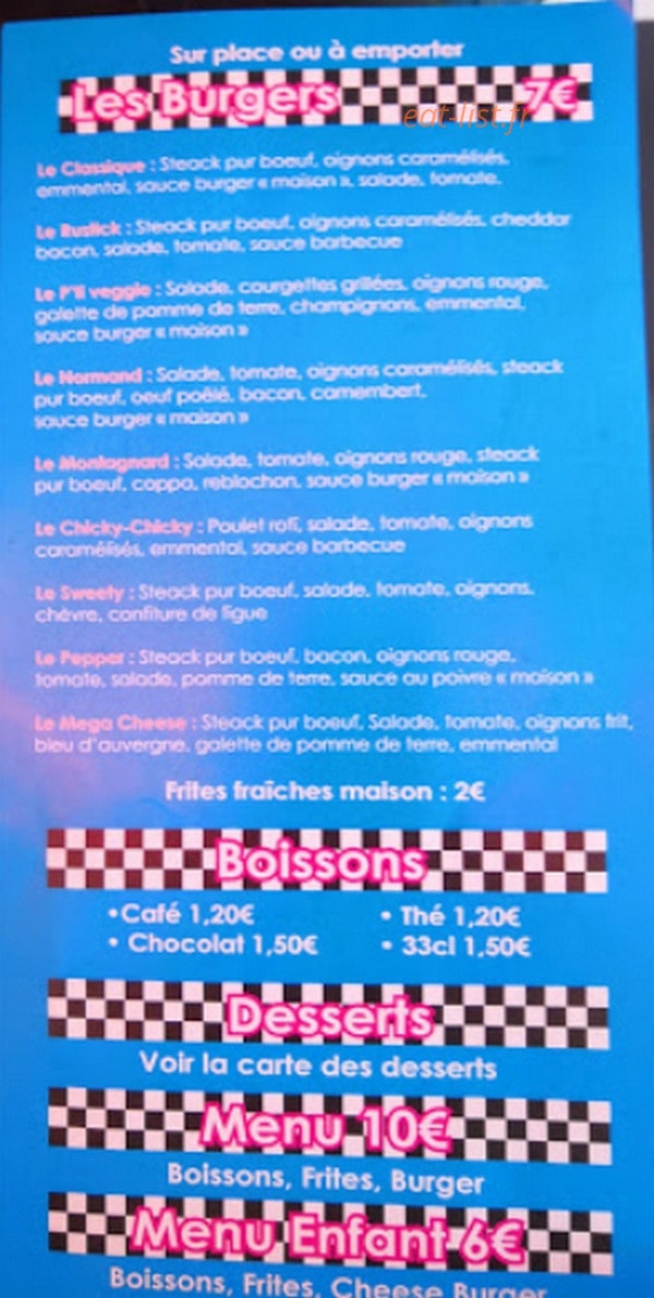 Coffee Burger — carte page 1
