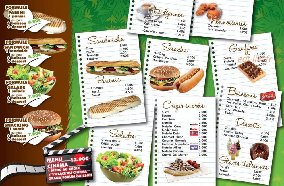 Snack Park — carte page 1