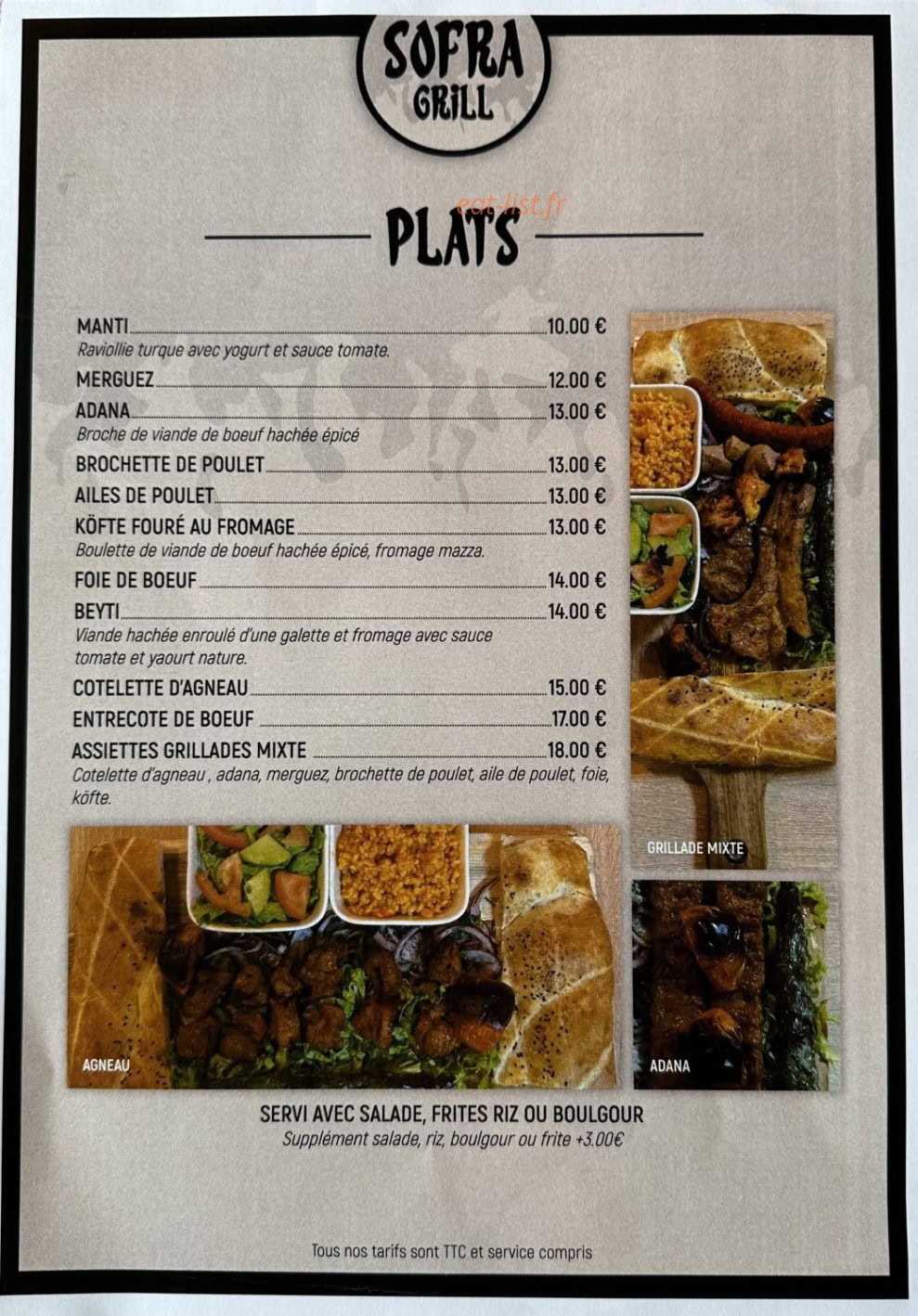 Sofra Grill — carte page 2