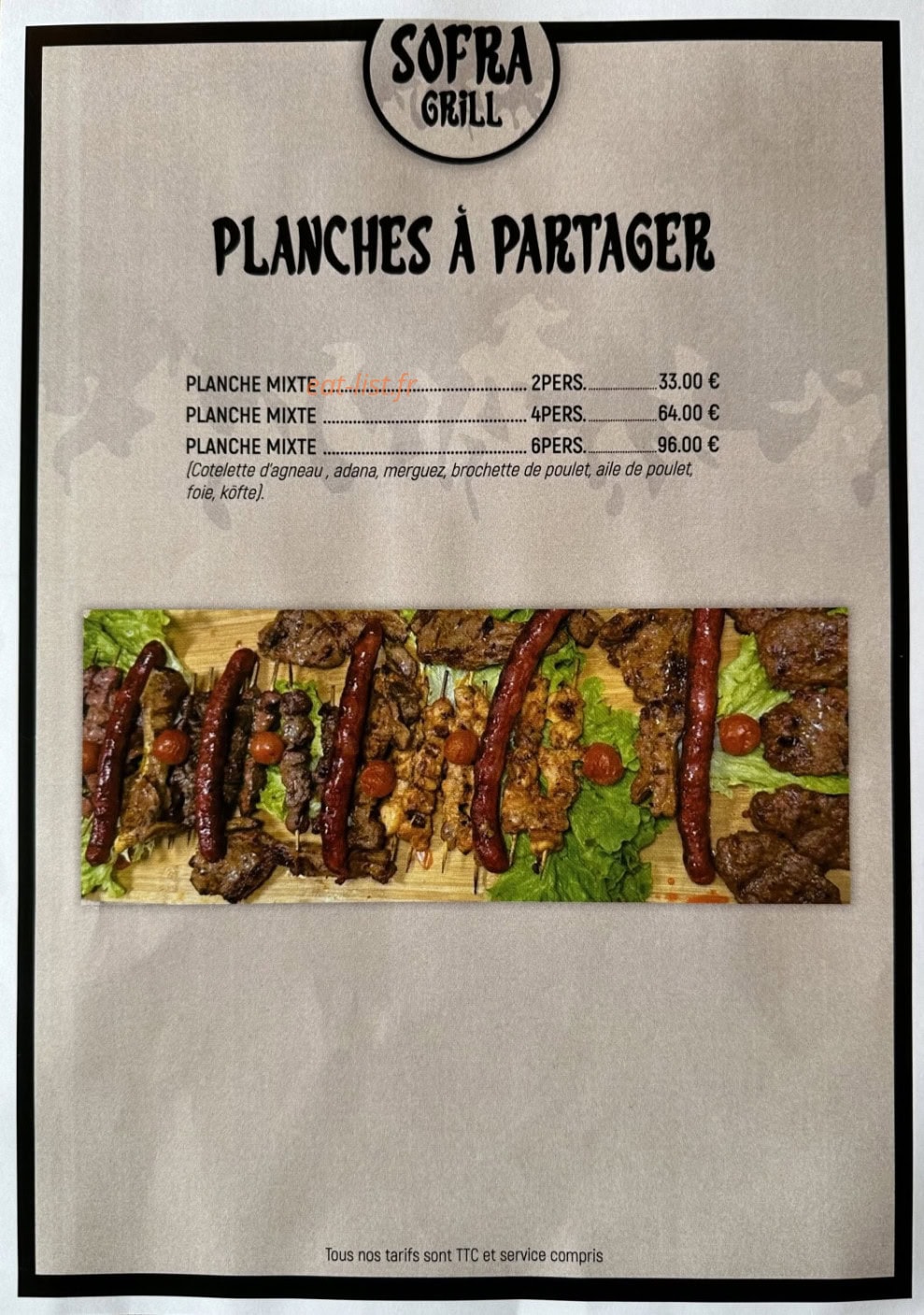 Sofra Grill — carte page 3