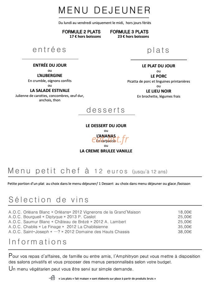Amphitryon — carte page 1