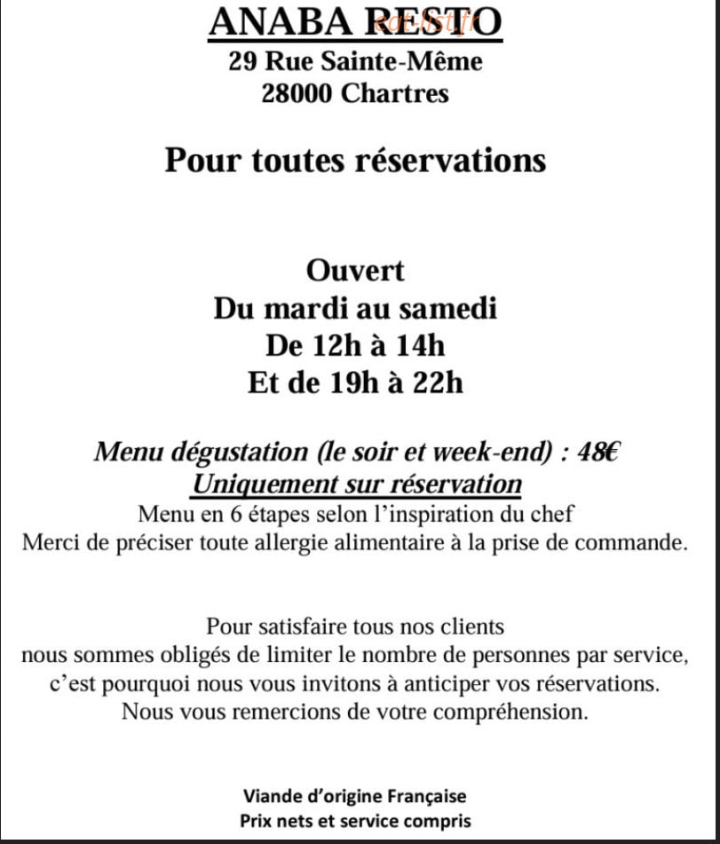 Anaba Resto — carte page 2