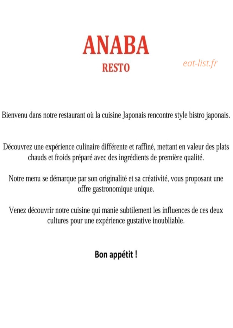 Anaba Resto — carte page 3