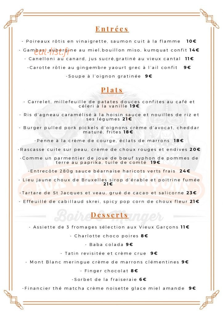 Aux Vieux Garçons — carte page 1
