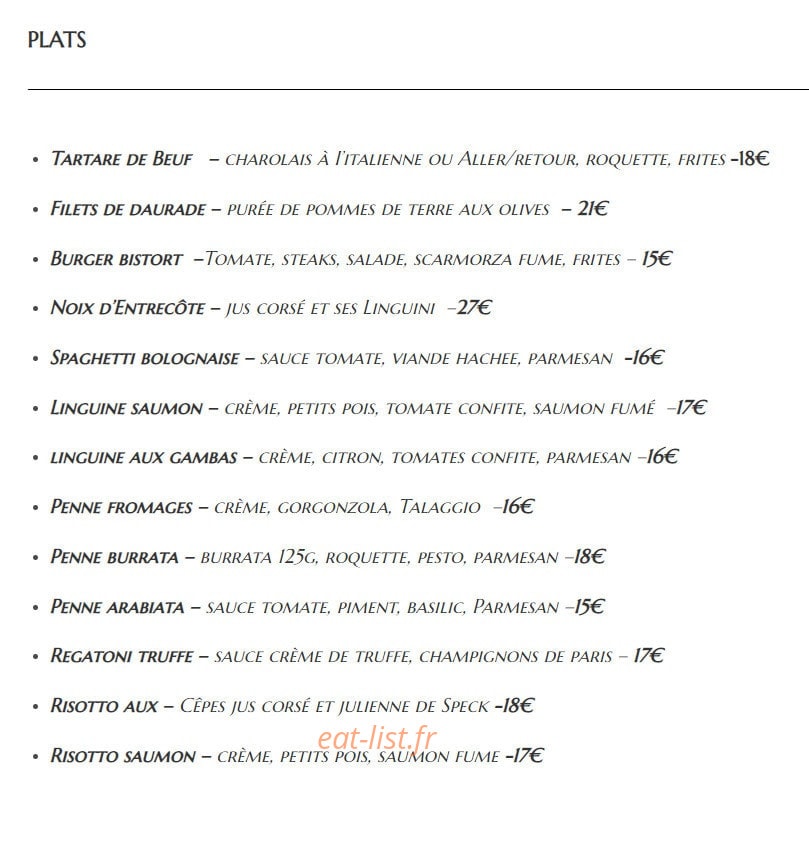 Bistrot 73 — carte page 2
