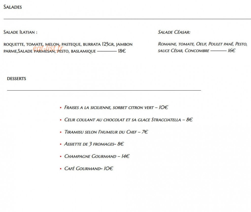 Bistrot 73 — carte page 4