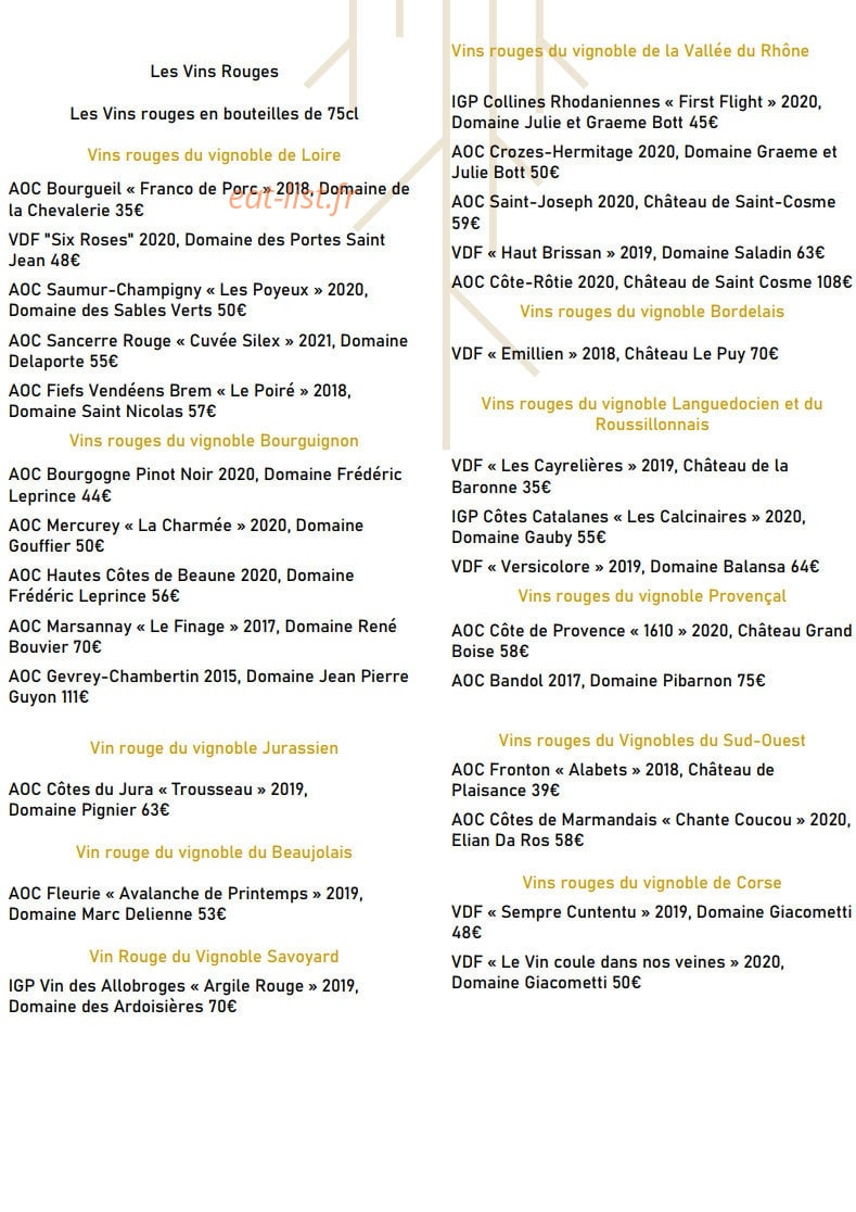 Bistrot Racines — carte page 7