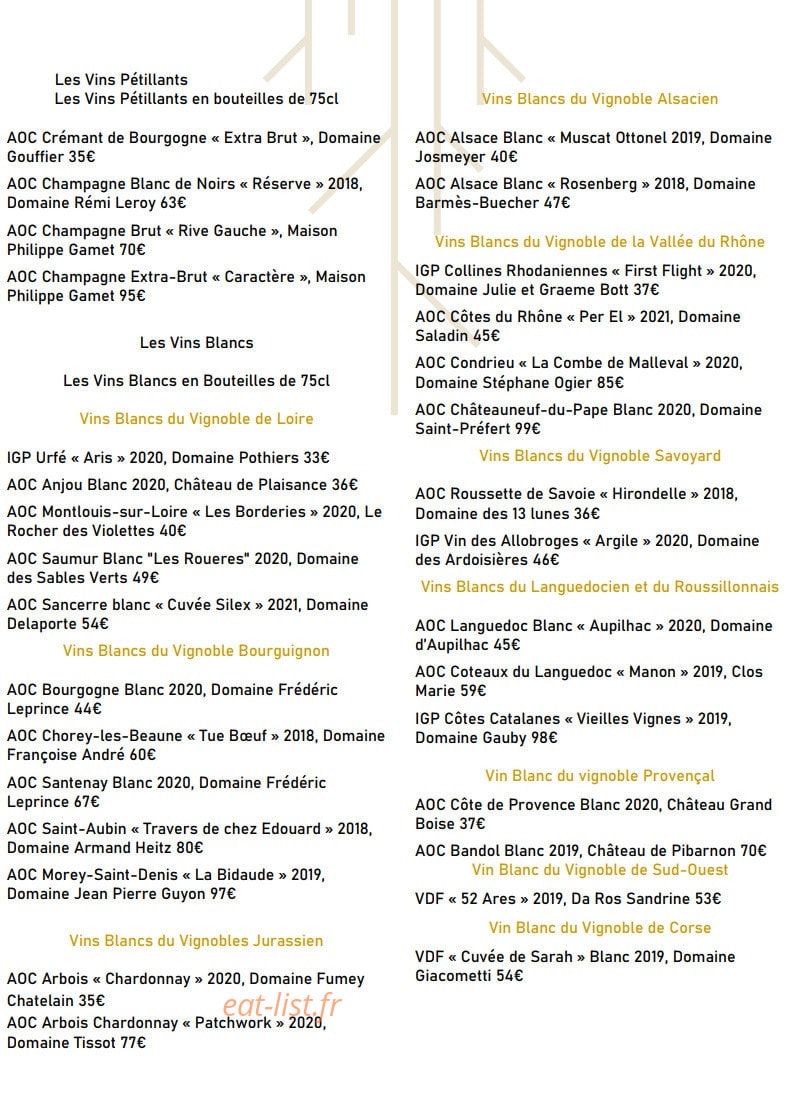 Bistrot Racines — carte page 6