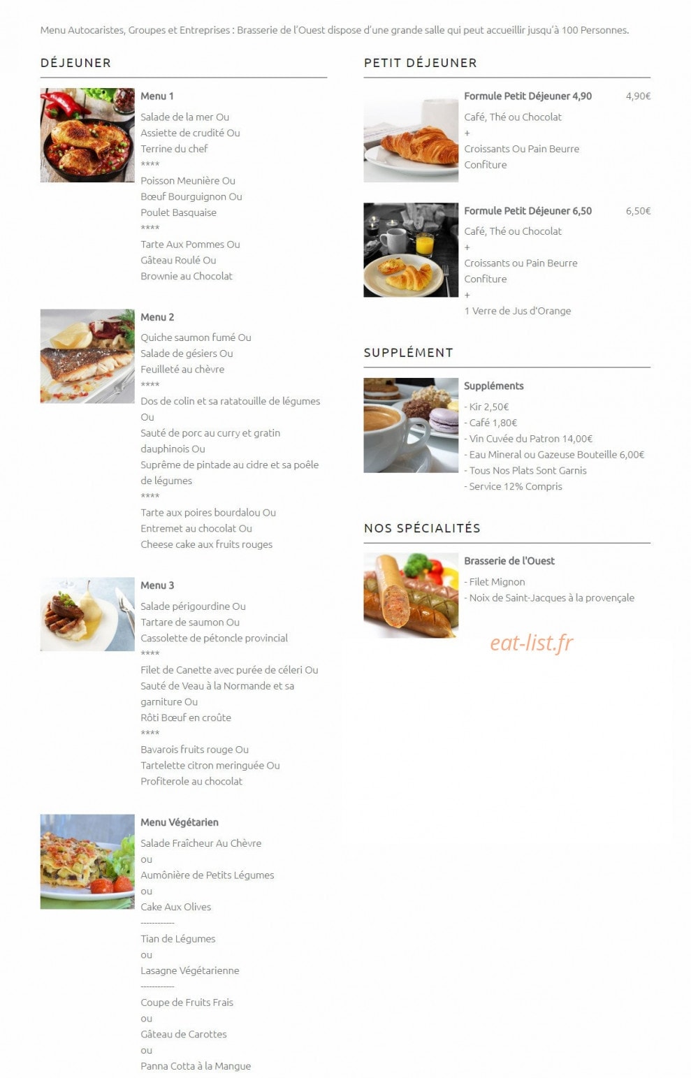 Brasserie de l'Ouest — carte page 2