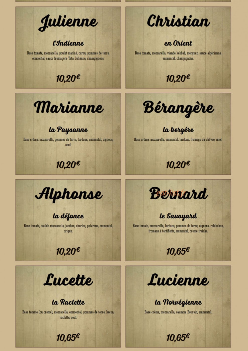 Chez Gaston — carte page 2