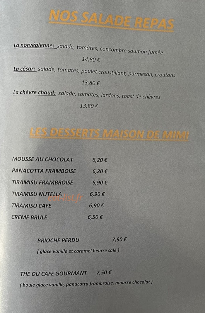 Chez Mimi — carte page 2